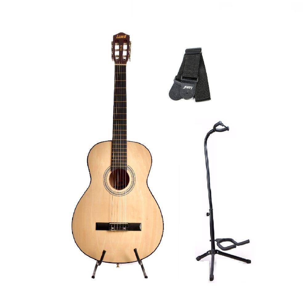 Violão Land Acustico Nylon Ln-39 Suporte Chão Correia