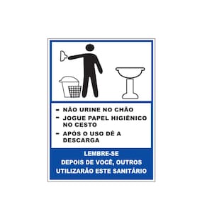 Placa - Mantenha O Banheiro Limpo Masculino / Em Ps Epi 20 X 15Cm Emplac Br