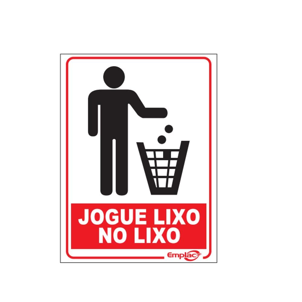 Placa - Jogue Lixo No Lixo / Em Ps E.P.I. 20 X 15Cm Emplac Br