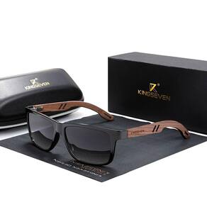 Óculos de Sol Unissex Kingseven Polarizados Artesabal Madeira Moda Casual com Proteção uv400 Anti-Reflexo