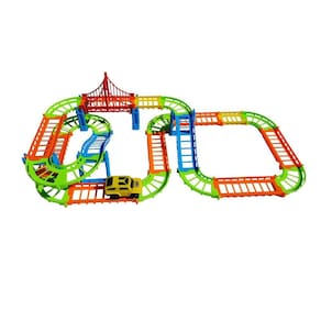 Brinquedo Infantil Pista Colorida Com Ponte Estaiada 95 Pçs