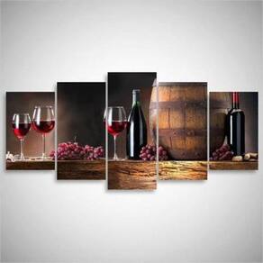 Quadro Decorativo Vinho Adegas Mdf 115X60Cm 5 Peças