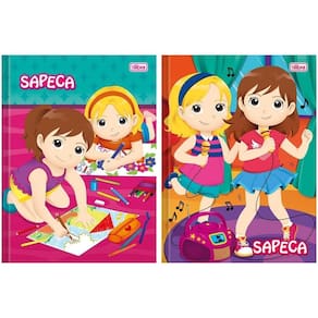 Caderno Costurado Tilibra Capa Dura Sapeca Feminino 96 Folhas Embalagem com 10 Unidades