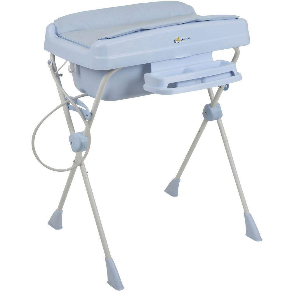 imagem-Kit Banheira de Bebê Com Trocador Suporte Redutor de Assento Saboneteira Millenia + Burigotto Baby Blue