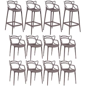 KIT - 4 x banquetas Allegra + 8 cadeiras Allegra