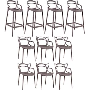 KIT - 4 x banquetas Allegra + 6 cadeiras Allegra
