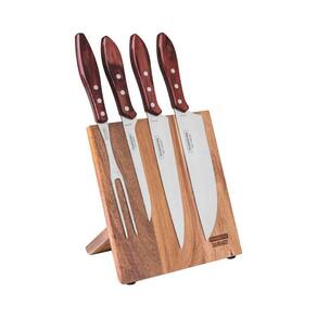 Jogo para Churrasco Tramontina com Lâminas em Aço Inox e Cabos em Madeira Polywood Vermelho 5 Peças Tramontina