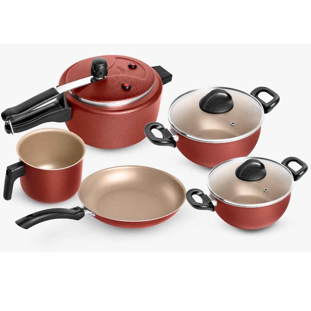 Jogo De Panelas Antiaderente Gran Tulipa 5 Peças Com Panela De Pressão 2,5L Patolux