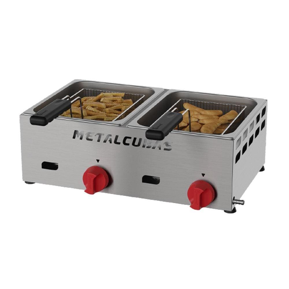 Fritador a Gás Baixa Pressão Metalcubas 2 Cubas 3 Litros Cada FRCG6BP