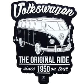 Placa Decorativa de Alumínio Volkswagen Kombi Corujinha - Preta