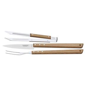Kit para Churrasco Tramontina em Aço Inox e Madeira com Pegador 3 peças Tramontina