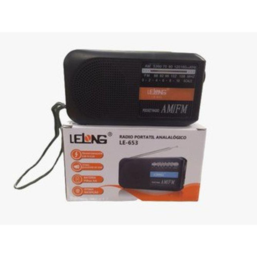 Rádio Portátil Analalógico De Pilhas Lelong Le-653 Am/Fm