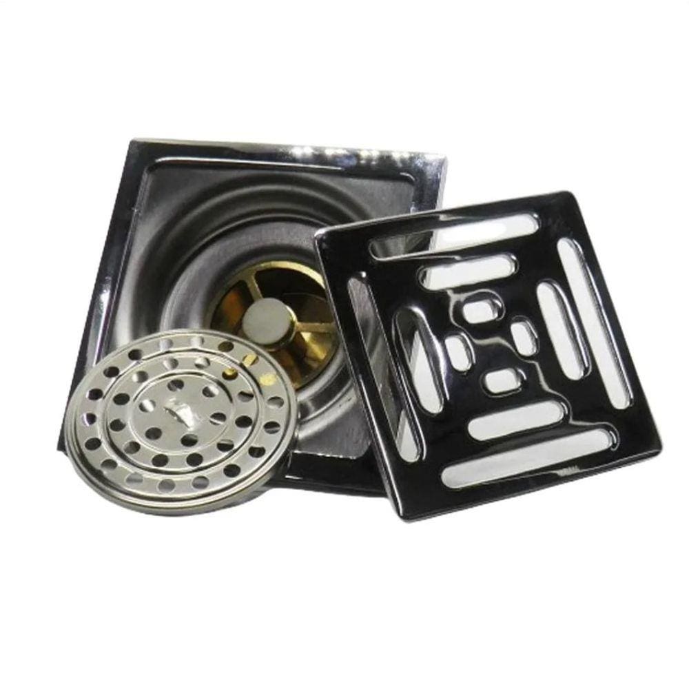 Ralo Inteligente 10X10 Anti Odor Insetos Aço Inox Banheiro Casa