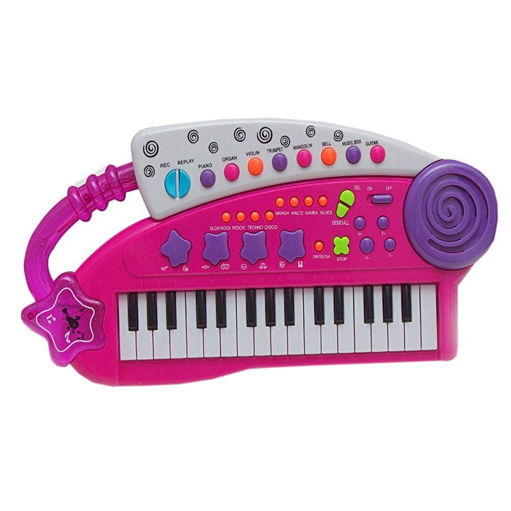 Brinquedo Piano Musical Animal Rosa Sons Educativo - Braskit