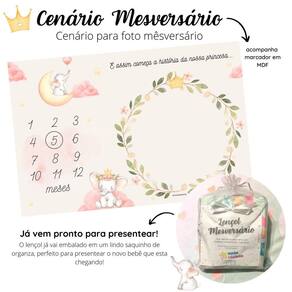 Lençol Mêsversário Cenário Para Fotos Bebê Elefante Menina