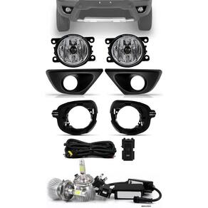Kit Farol de Milha Renault Oroch + Moldura e Base Para Fixação - Botão Painel + Kit Lâmpada Super LED 6000K