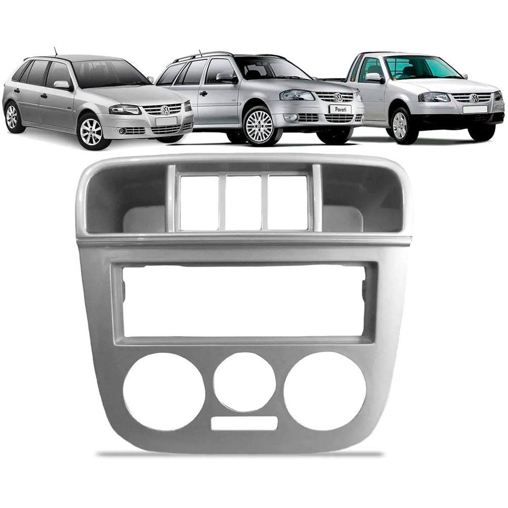 Moldura De Painel 1 Din Vw Gol Saveiro Parati G4 - Prata