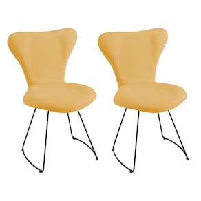Kit Duas Cadeiras Jacobsen Amarelo Base Meia Lua Preta - OOCA Móveis