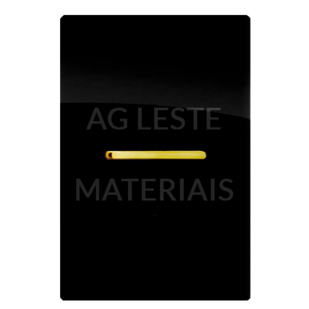 Cj Interruptor Simples Horizontal Com Suporte 4X2 - Dicompel Novara Preto Brilhante Gold - Dnv1700/2Pbgd