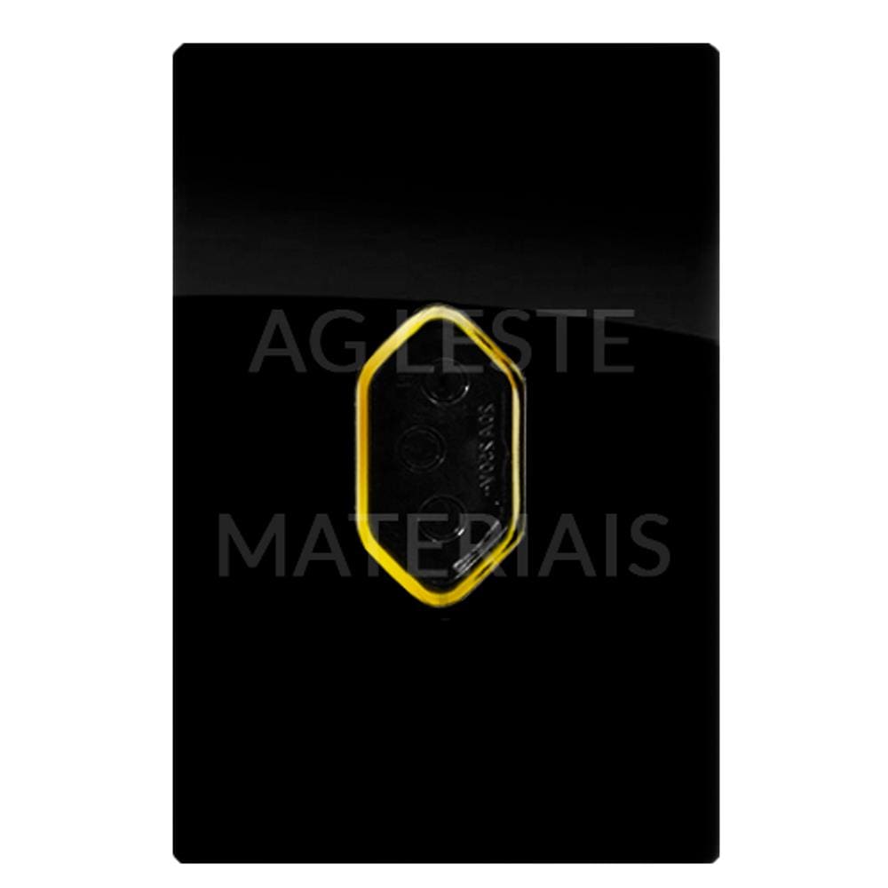Cj Tomada 10A Vertical Com Suporte 4X2 - Dicompel Novara Preto Brilhante Gold - Dnv1700/12Pbgd