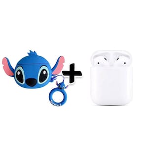 Kit Fone de Ouvido Sem Fio Branco com Capa Lilo Stitch Silicone