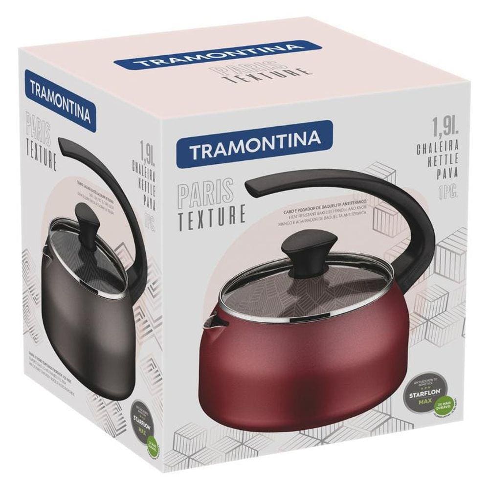 Chaleira De Alumínio Vermelha Paris Texture Tramontina 1,9L