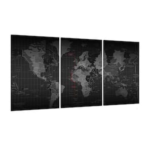 Quadro Decorativo Mapa Mundi Geografico 3 Peças