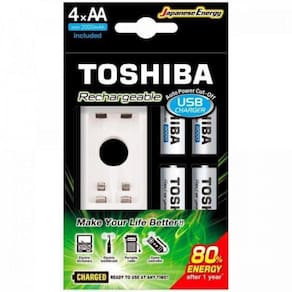 Carregador de Pilha Usb Aa/aaa Min. 2000mah com 4 Toshiba