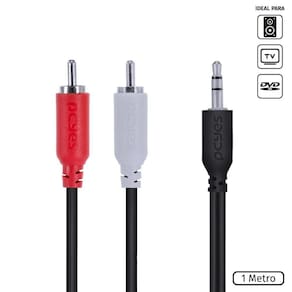 Cabo Audio 2 Rca Macho Para P2 3.5mm Macho Cobre 1 Metro