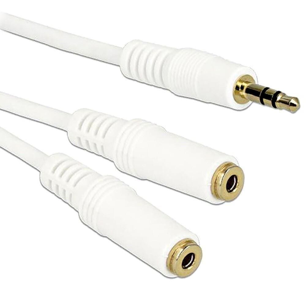 Cabo P2 Stereo X 2 J2 Stereo Branco Gold 15 Cm