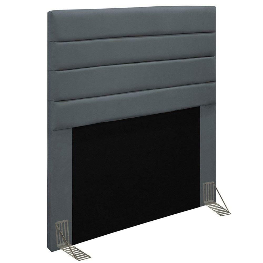 Cabeceira Cama Box Solteiro 90cm Rubi D10 Suede Cinza