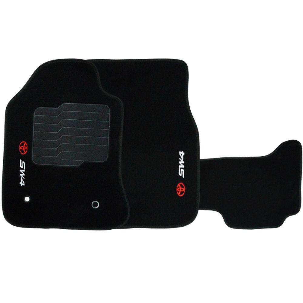 Jogo de Tapete Automotivo Carpete Toyota Hilux SW4 2006 à 2015 Soft Logo Bordado 3 Peças