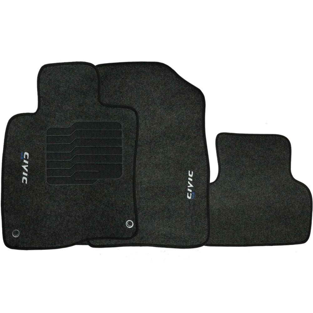 Jogo de Tapete Automotivo Carpete New Civic 2017 à 2018 Soft Logo Bordado 3 Peças