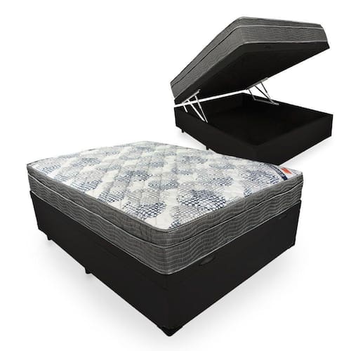 Cama Box Com Baú Casal + Colchão De Molas Ensacadas - Ortobom - ISO SuperPocket 138cm