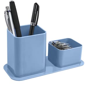 Porta Caneta E Clips Dellocolor Porta Objetos Organizador De Mesa Escritório Azul Claro