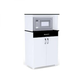 Balcão Multiuso para Cozinha 02 Portas Carina Branco Preto
