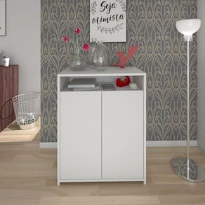 Balcão Home Office 2 Portas Mobile Cool Branco Artany