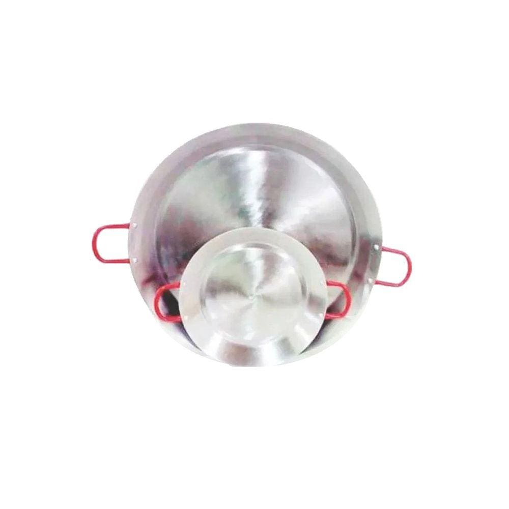 Paellera Tacho Aço Inox 2mm 4 Litros 40cm Alça Vermelha