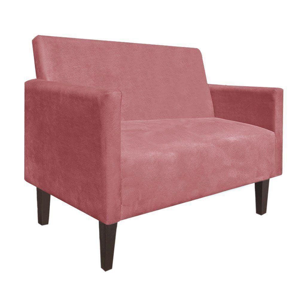 Sofá Retrô Namoradeira Compacta 2 Lugares Suede Rose Drossi