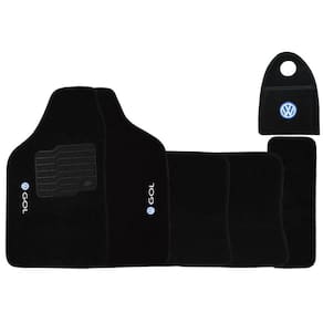 Jogo Tapete Automotivo Carpete + Lixeira Gol G2 Bola 1995 à 2004 Soft Logo Bordado Preto 6 Peças