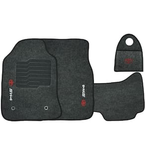 Jogo Tapete Automotivo Carpete + Lixeira Toyota Hilux SW4 2006 à 2015 Soft Logo Bordado Grafite