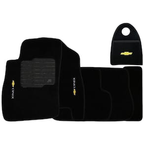 Jogo Tapete Automotivo Carpete + Lixeira Onix 2012 à 2017 Soft Logo Bordado Preto 6 Peças