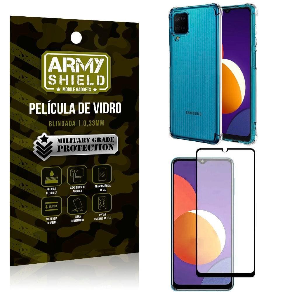 Kit Galaxy M12 Capinha Anti Impacto + Película de Vidro 3D - Armyshield |  Casas Bahia