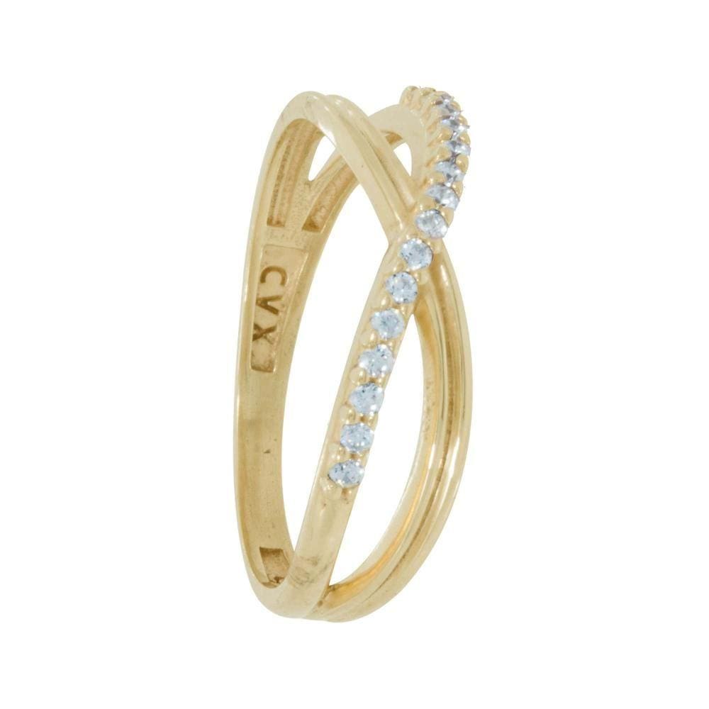 Anel Prata c/ Ouro 18K 3 Fios com Zircônia Branca 4mm