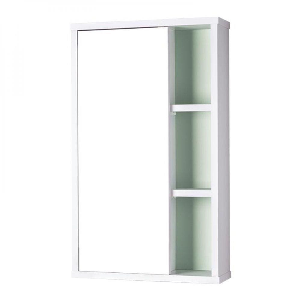 Espelho para Banheiro com Armário Branco e Verde 69 x 42cm