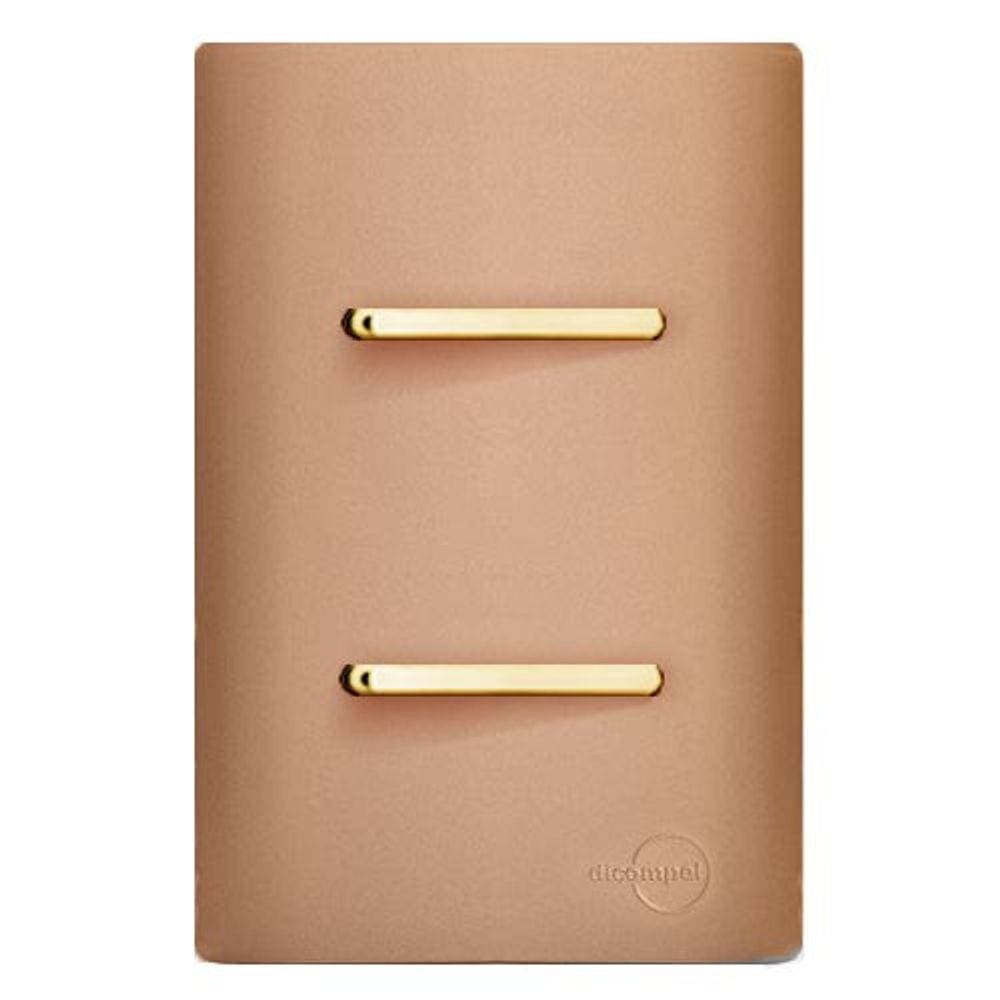 Cj Interruptor Duplo Simples Com Suporte 4X2 - Dicompel Novara Ouro Rose Gold - Dnv1500/5Orgd