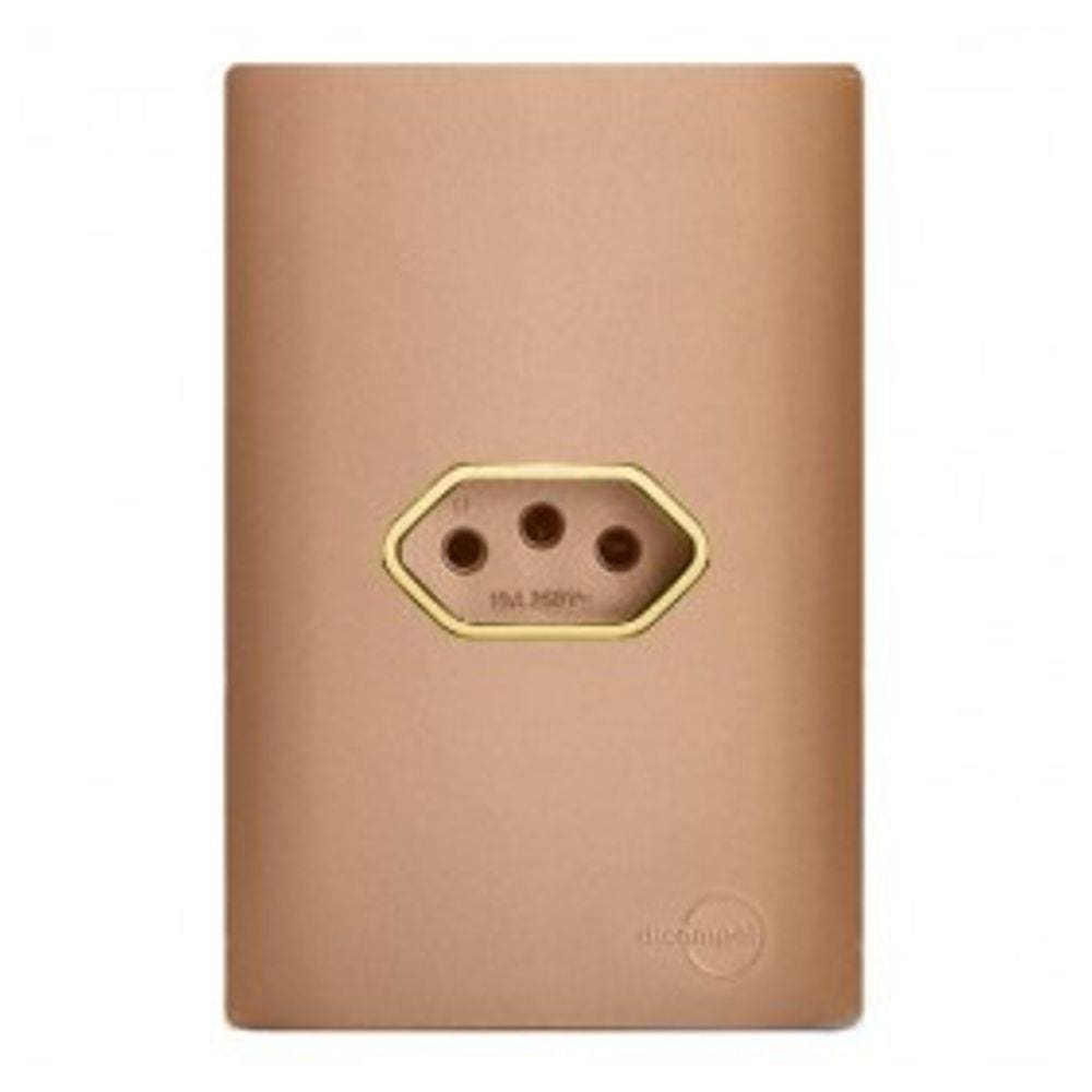 Cj Tomada 10A Horizontal Com Suporte 4X2 - Dicompel Novara Ouro Rose Gold - Dnv1500/29Orgd