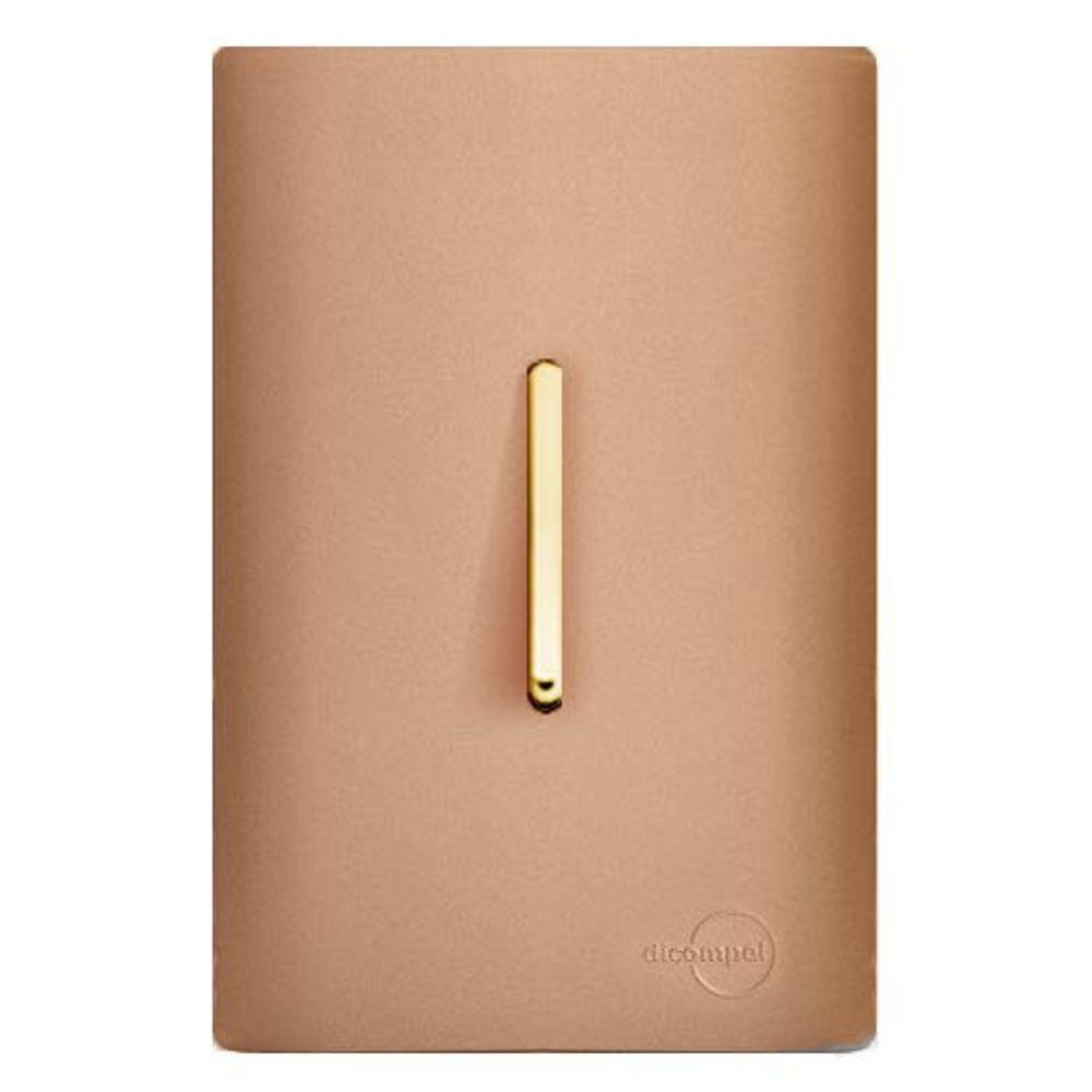 Cj Interruptor Simples Vertical Com Suporte 4X2 - Dicompel Novara Ouro Rose Gold - Dnv1500/1Orgd