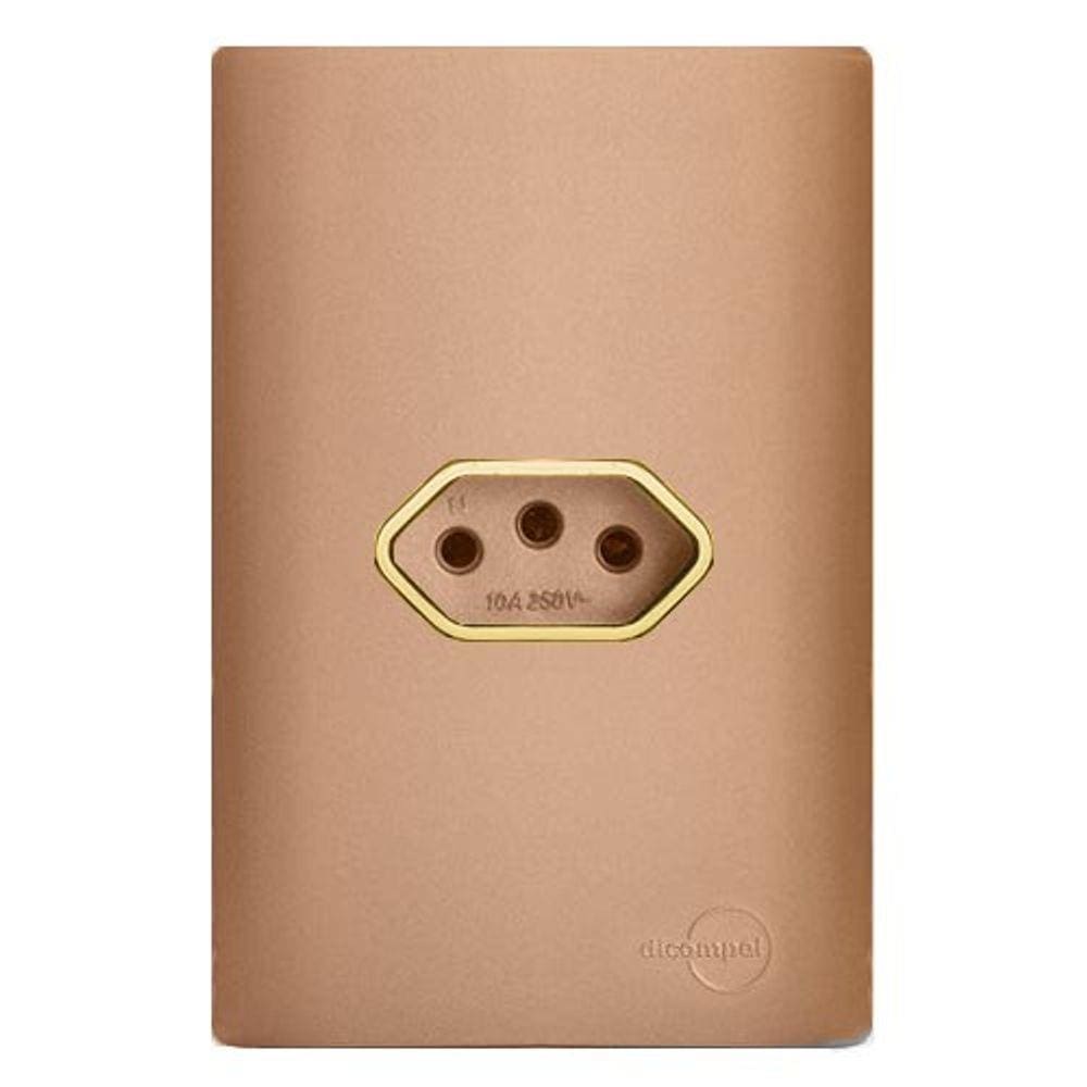 Cj Tomada 20A Horizontal Com Suporte 4X2 - Dicompel Novara Ouro Rose Gold - Dnv1500/30Orgd