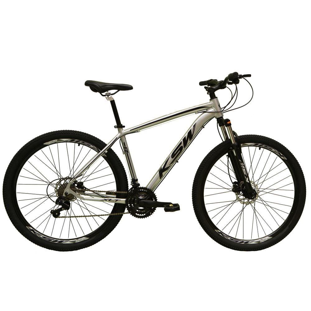 Bicicleta Aro 29 Ksw Xlt 27v Freios Hidráulicos K7 Garfo com Trava - Prata